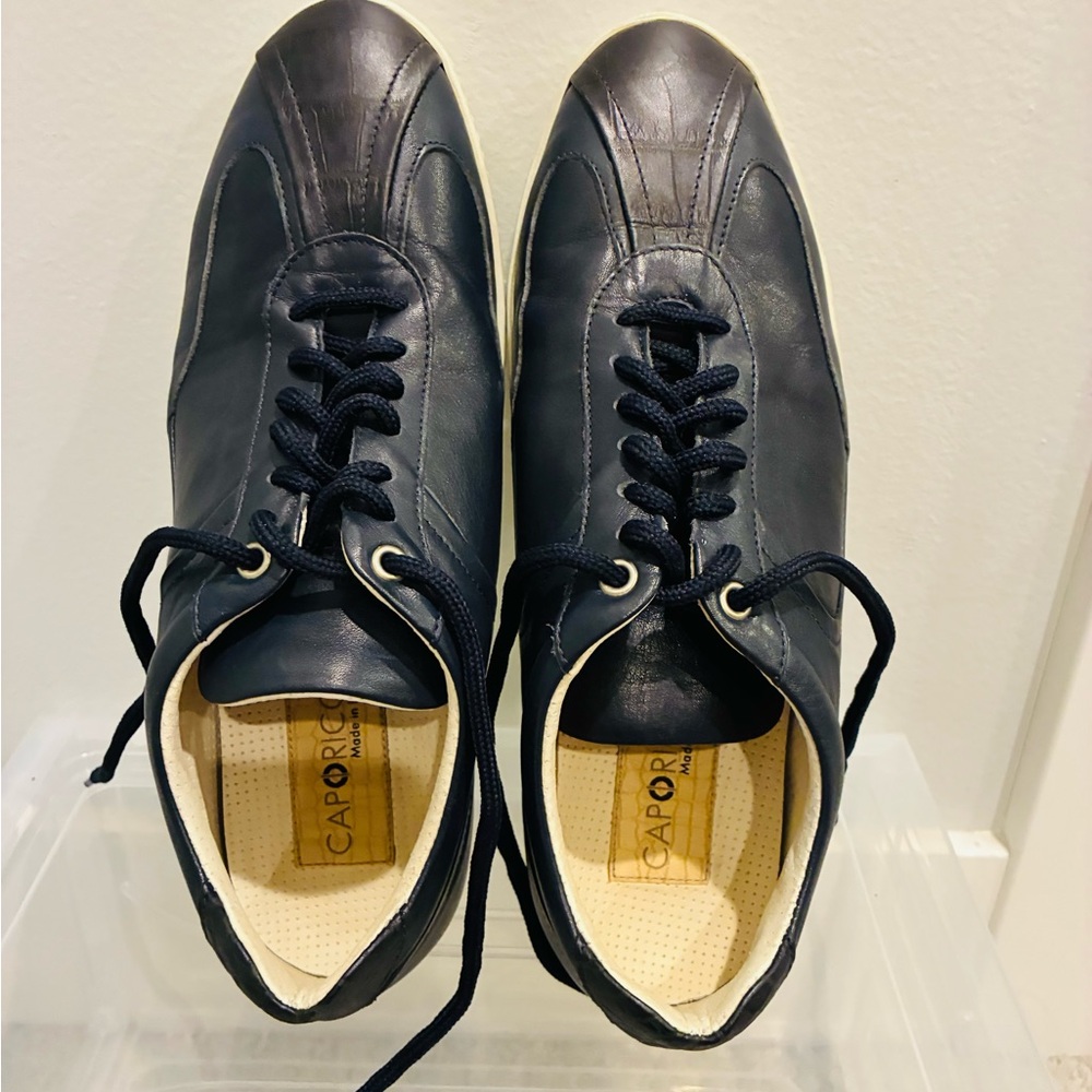 Caporicci Men's Dark Blue Leather Sneakers